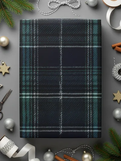 Classic Navy Green White Tartan Scottish Plaid Seamless Pattern - Moore and Mountain