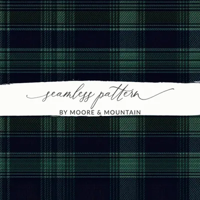 Classic Navy with Green Scottish Plaid Seamless Pattern
