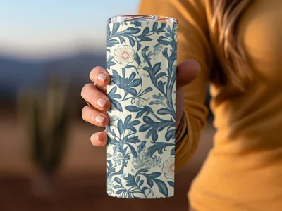 Classic Pattern by William Morris Vines Background Blue and Red Digital - Moore and Mountain