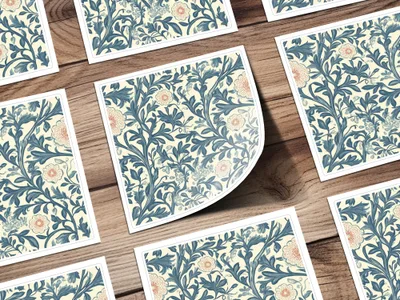 Classic Pattern by William Morris Vines Background Blue and Red Digital - Moore and Mountain
