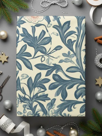 Classic Pattern by William Morris Vines Background Blue and Red Digital - Moore and Mountain