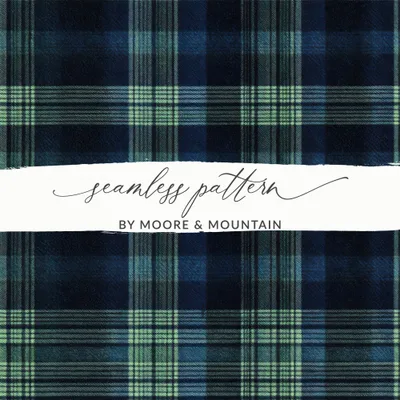 Classic Plaid Seamless Texture Navy Blue Hunter Green Tartan Pattern Digital