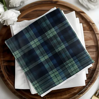 Classic Plaid Seamless Texture Navy Blue Hunter Green Tartan Pattern Digital - Moore and Mountain