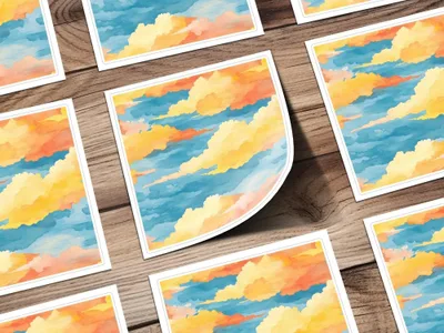 Cloud Digital Paper, Seamless Pattern, Sky Background, Dreamy Clouds, Watercolor Style, Digital Download, Scrapbooking, Fabric Design - Moore and Mountain