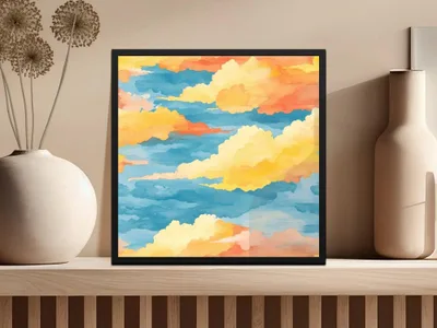 Cloud Digital Paper, Seamless Pattern, Sky Background, Dreamy Clouds, Watercolor Style, Digital Download, Scrapbooking, Fabric Design - Moore and Mountain