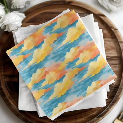 Cloud Digital Paper, Seamless Pattern, Sky Background, Dreamy Clouds, Watercolor Style, Digital Download, Scrapbooking, Fabric Design - Moore and Mountain
