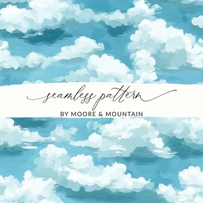 Cloud Digital Paper, Seamless Pattern, Sky Digital, Printable Paper, Sky Pattern, Clouds Texture, Background Design, Scrapbook Paper
