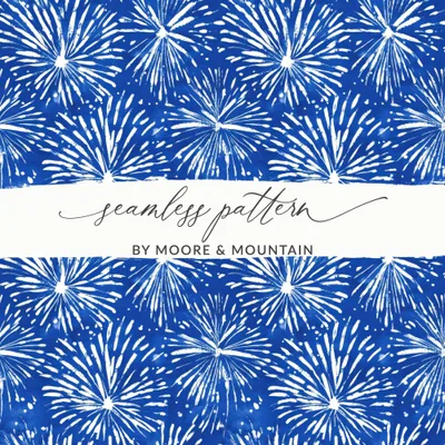 Cobalt Background White Fireworks Pattern Repeating Digital