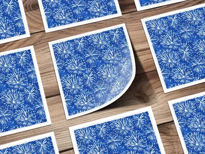 Cobalt Background White Fireworks Pattern Repeating Digital - Moore and Mountain