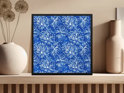 Cobalt Background White Fireworks Pattern Repeating Digital - Moore and Mountain