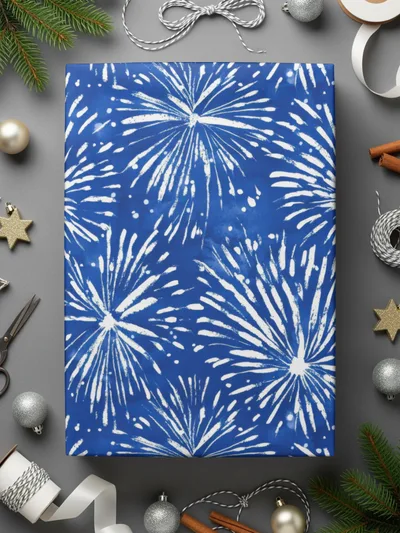 Cobalt Background White Fireworks Pattern Repeating Digital - Moore and Mountain