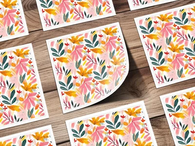 Colorful Abstract Leaves and Flowers Painting Pattern Digital - Moore and Mountain