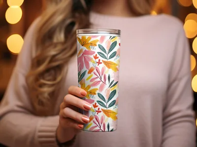 Colorful Abstract Leaves and Flowers Painting Pattern Digital - Moore and Mountain
