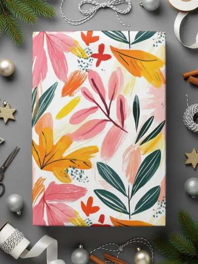 Colorful Abstract Leaves and Flowers Painting Pattern Digital - Moore and Mountain