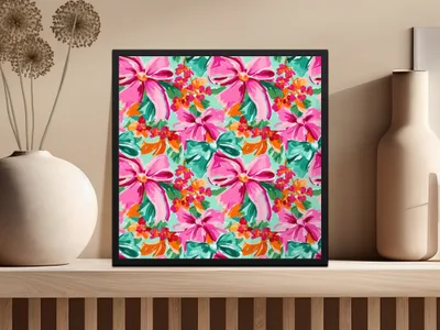 Colorful Bows And Flowers Abstract Pattern for Gift Paper - Moore and Mountain