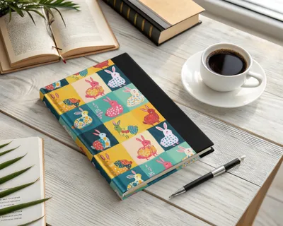 Colorful Bunny Art Hardcover Journal Notebook
