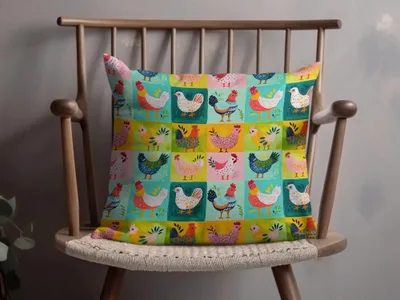 Colorful Chicken Digital Seamless Pattern, Farm Animal JPEG Pattern, Pop Art Chickens Digital File, Farmhouse Quirky Chickens - Moore and Mountain