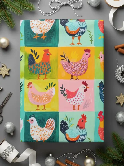 Colorful Chicken Digital Seamless Pattern, Farm Animal JPEG Pattern, Pop Art Chickens Digital File, Farmhouse Quirky Chickens - Moore and Mountain