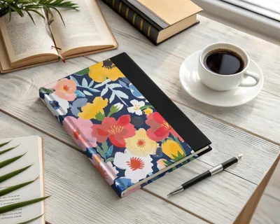 Colorful Floral Digital Paper, Flower Pattern, Spring Blossom Design, Abstract Bloom Art, Navy Background Print, Repeating Tile - Moore and Mountain
