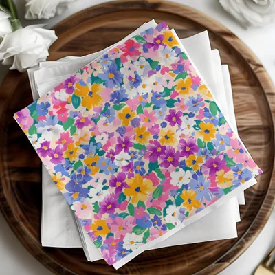 Colorful Floral Digital Paper, Spring Flower Pattern, Blue Pink Yellow, Abstract Flower Background, Pastel Seamless Pattern, Digital - Moore and Mountain