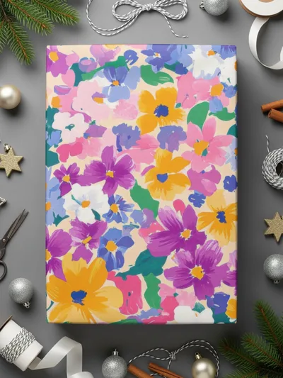 Colorful Floral Digital Paper, Spring Flower Pattern, Blue Pink Yellow, Abstract Flower Background, Pastel Seamless Pattern, Digital - Moore and Mountain