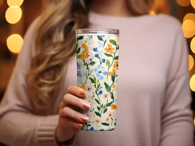 Floral Pattern Insulated Travel Tumbler for Beverages