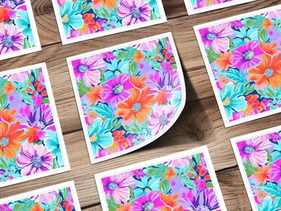 Colorful Floral Digital Pattern, Seamless Flower Print, Background Texture, Digital Paper Download, Vibrant Flower Design - Moore and Mountain