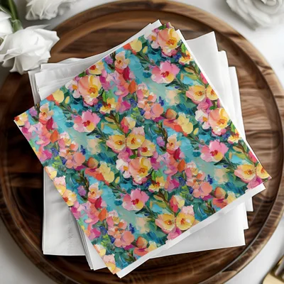 Colorful Floral Painting Digital Paper, Pink Yellow Flowers Abstract Art, Spring Digital Download, Oil Painting Texture, Digital Art - Moore and Mountain