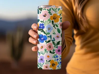 Vibrant Floral Patterned Insulated Tumbler for Drinks