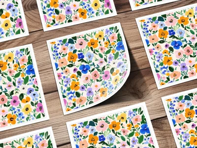 Vibrant Floral Pattern Square Print for Decorative Use