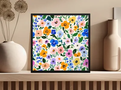 Vibrant Multicolor Floral Art Print for Home Decor