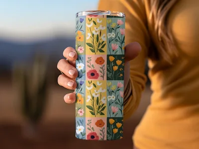 Colorful Floral Pattern On Square Boxes Surface Texture - Moore and Mountain