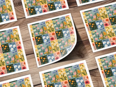 Colorful Floral Pattern On Square Boxes Surface Texture - Moore and Mountain
