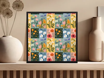 Colorful Floral Pattern On Square Boxes Surface Texture - Moore and Mountain