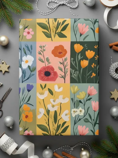 Colorful Floral Pattern On Square Boxes Surface Texture - Moore and Mountain