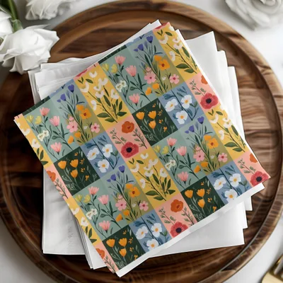 Colorful Floral Pattern On Square Boxes Surface Texture - Moore and Mountain