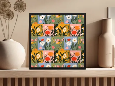 Colorful Flowers Patchwork Pattern Seamless Tile Set - Moore and Mountain