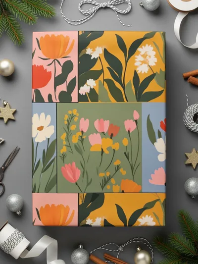 Colorful Flowers Patchwork Pattern Seamless Tile Set - Moore and Mountain