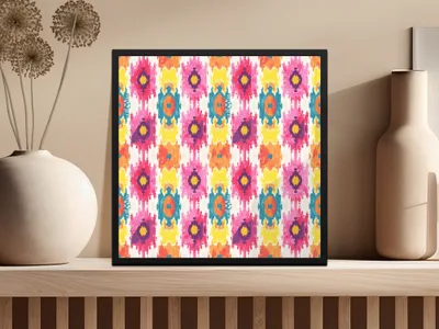 Vibrant Abstract Floral Pattern Framed Art Print