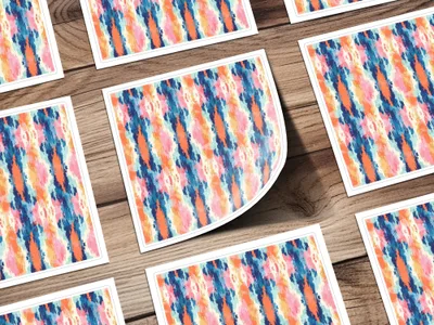 Vibrant Abstract Pattern Square Paper on Wood Background