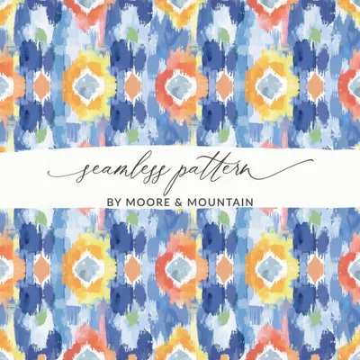 Colorful Ikat Digital Paper, Modern Tribal Pattern, Seamless Boho JPG, Vibrant Ethnic Pattern, Commercial Use POD Pattern