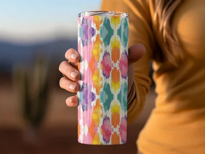 Colorful Abstract Patterned Insulated Tumbler Cup