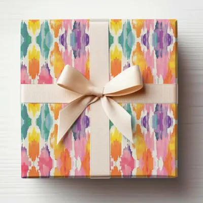 Vibrant Colorful Abstract Gift Wrap with Ribbon Packaging