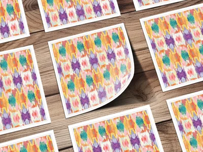 Bright Multi-Color Abstract Pattern Square Sticker Sheet