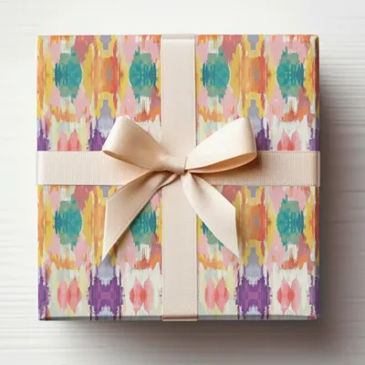 Colorful Abstract Design Gift Wrap with Bow