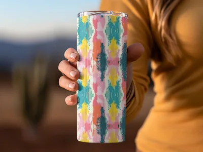 Colorful Abstract Patterned Insulated Tumbler Cup
