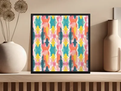 Colorful Abstract Pattern Framed Artwork for Home Decor