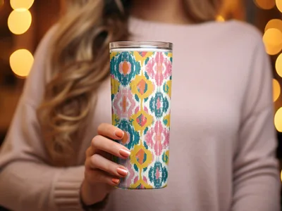 Colorful Abstract Patterned Insulated Travel Tumbler
