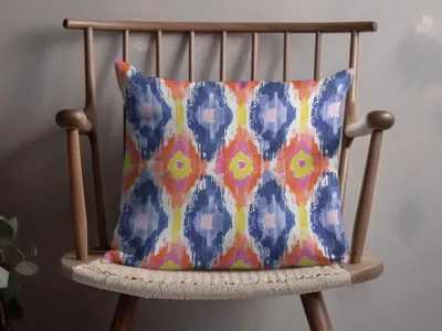 Vibrant Ikat Pattern Decorative Throw Pillow Cover