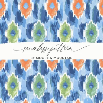 Colorful Ikat Seamless Pattern, Bohemian Tribal Wallpaper, Digital Repeat Pattern, Commercial Use POD, Summer Textile Print